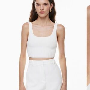 Babaton White Square-Neck Crop Tank